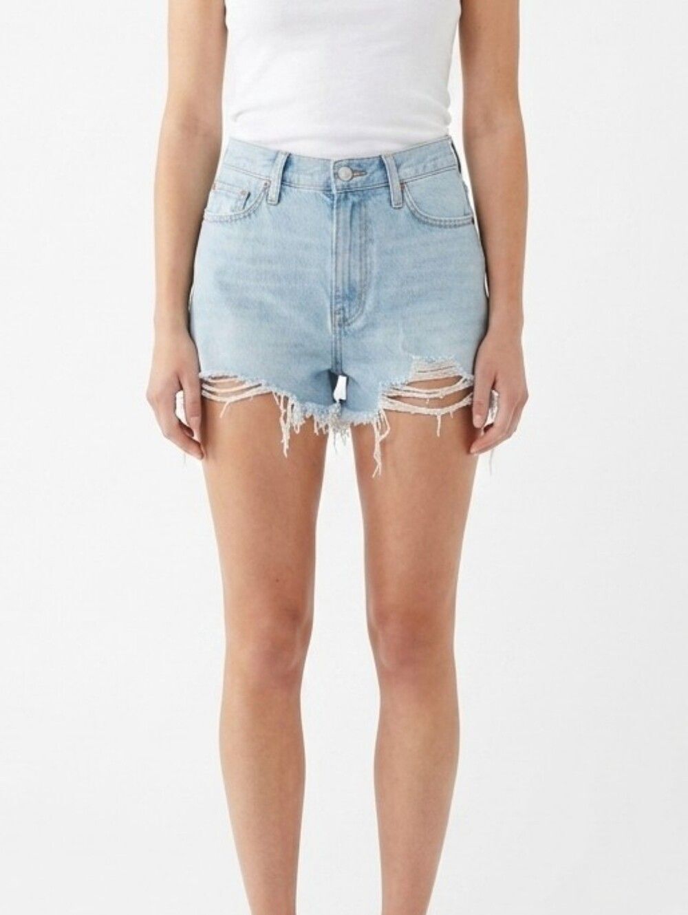 ​BDG Girlfriend High Rise Distressed Denim Shorts Size 25 Light Wash 100% Cotton
